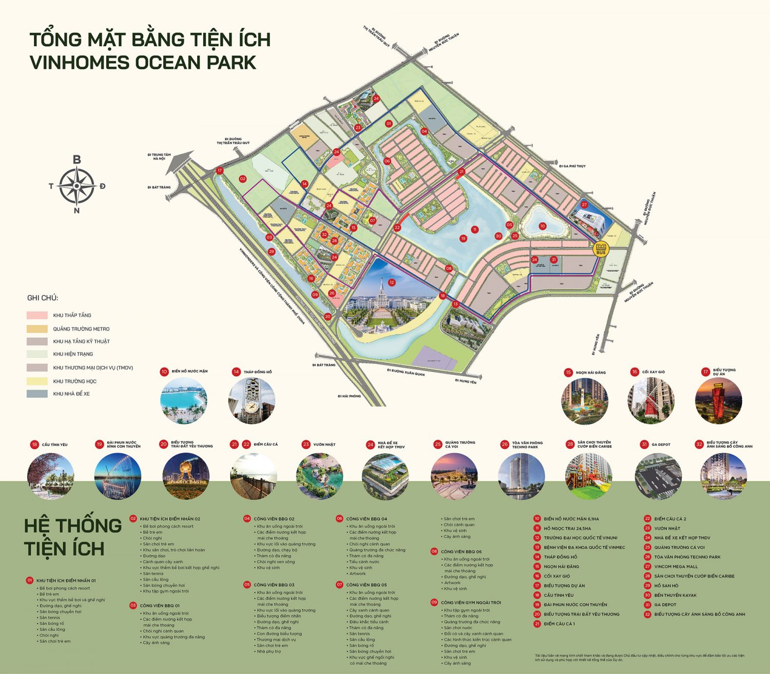 Mặt bằng Tiện ích Vinhomes Ocean Park 1