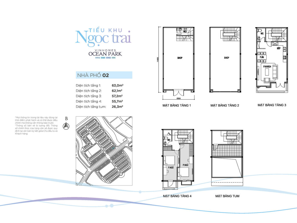 Mặt bằng Shophouse 02 phân khu Ngọc Trai Vinhomes Ocean Park