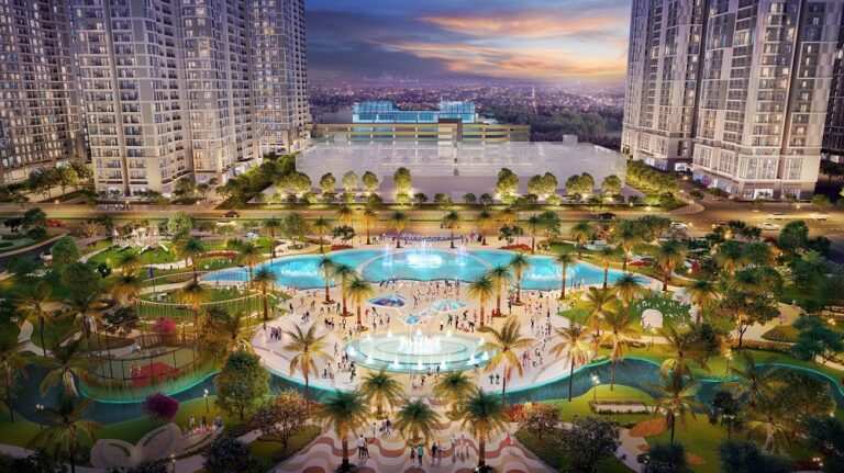 Quảng trường The Ocean View - Vinhomes Ocean Park rực rỡ dưới ánh đèn
