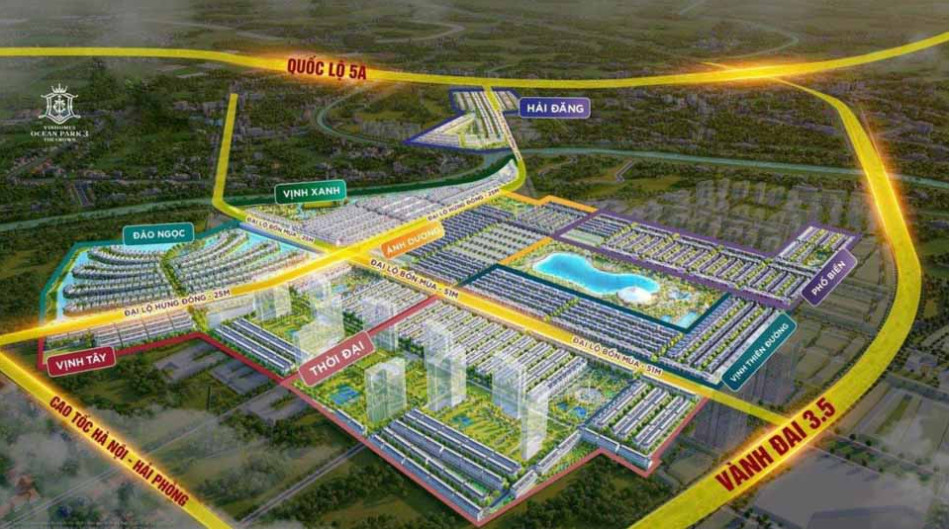 Phân khu Đảo Ngọc Vinhomes Ocean Park 3 - Mặt bằng và Giá bán 29 Vị trí phân khu Đảo Ngọc Vinhomes Ocean Park 3