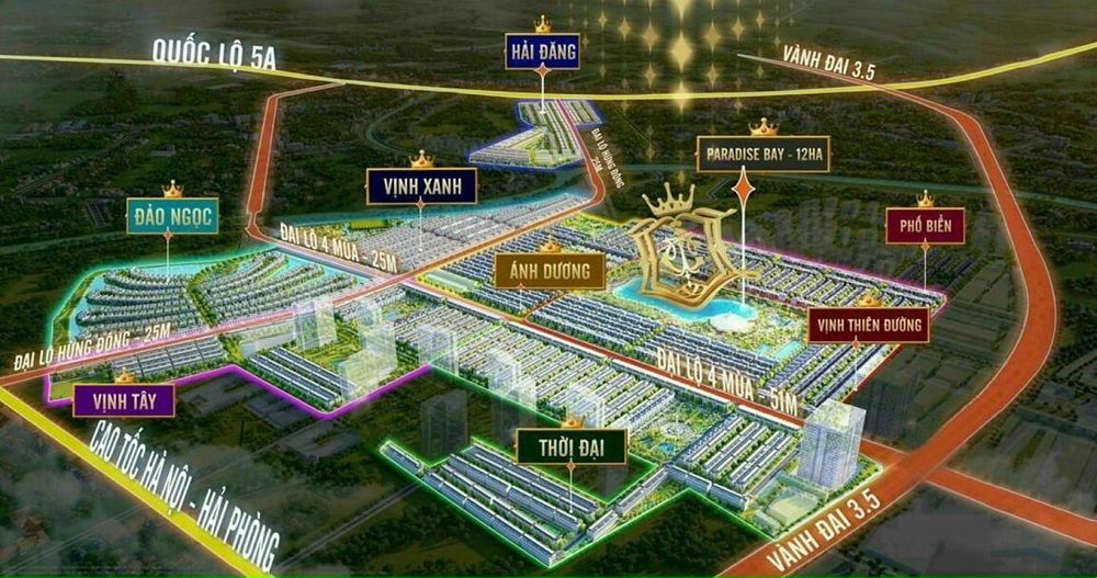 Phân khu Phố Biển Vinhomes Ocean Park 3 - Mặt bằng và Giá bán 28 Vị trí của phân khu Phố Biển Vinhomes Ocean Park 3