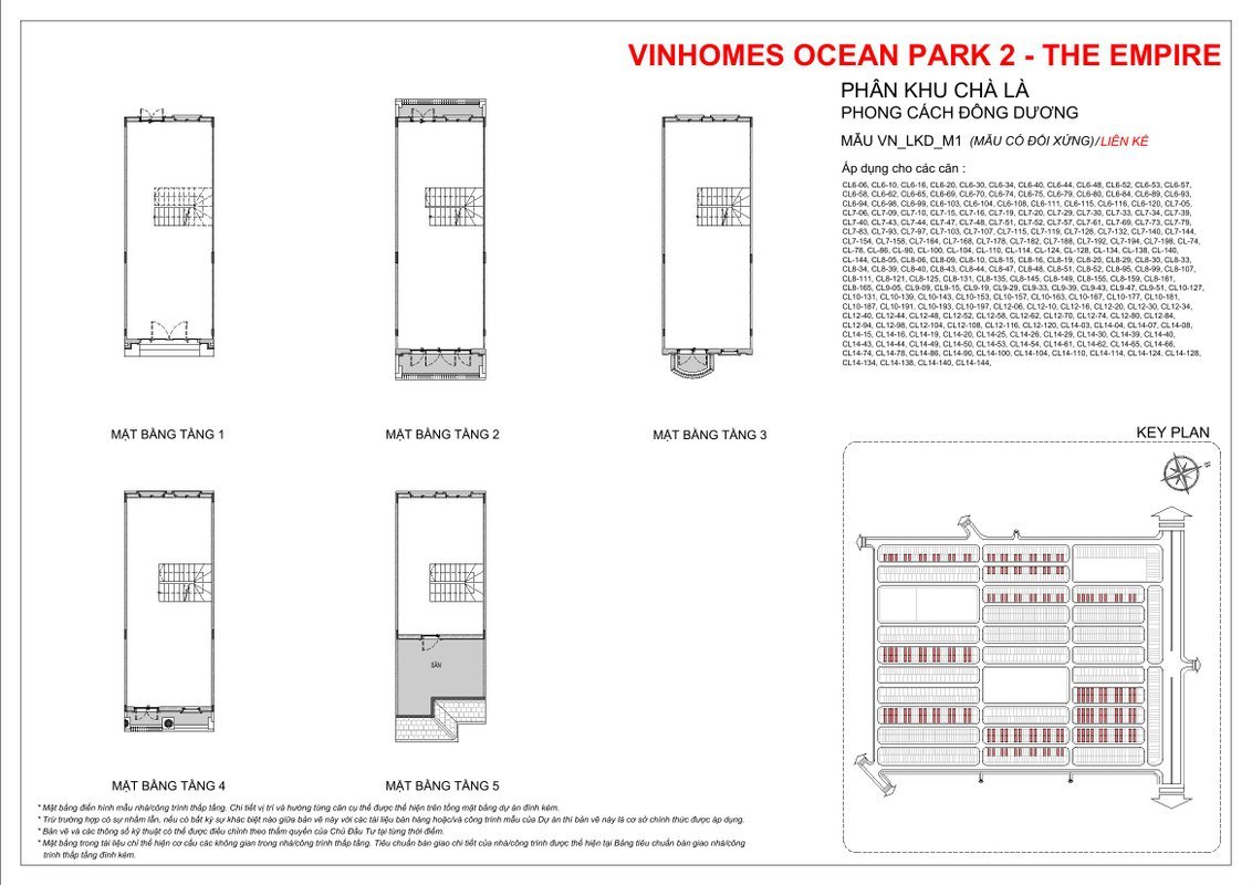Phân khu Chà Là Vinhomes Ocean Park 2 - Mặt bằng và Giá bán 52 Mặt bằng liền kề phân khu Chà Là Vinhomes Ocean Park 2