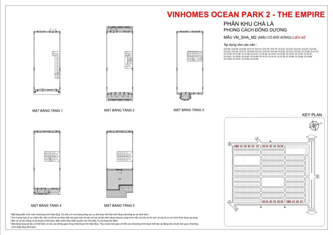 Phân khu Chà Là Vinhomes Ocean Park 2 - Mặt bằng và Giá bán 54 Mặt bằng liền kề phân khu Chà Là Vinhomes Ocean Park 2