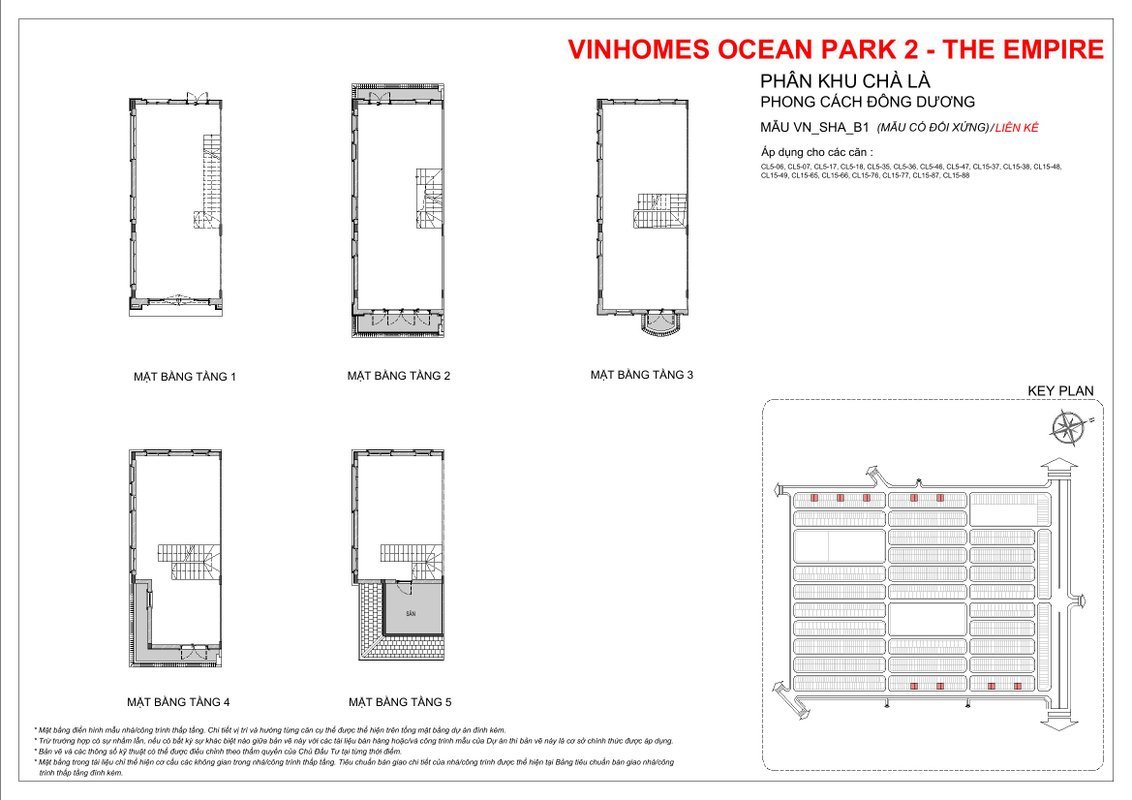 Phân khu Chà Là Vinhomes Ocean Park 2 - Mặt bằng và Giá bán 55 Mặt bằng liền kề phân khu Chà Là Vinhomes Ocean Park 2