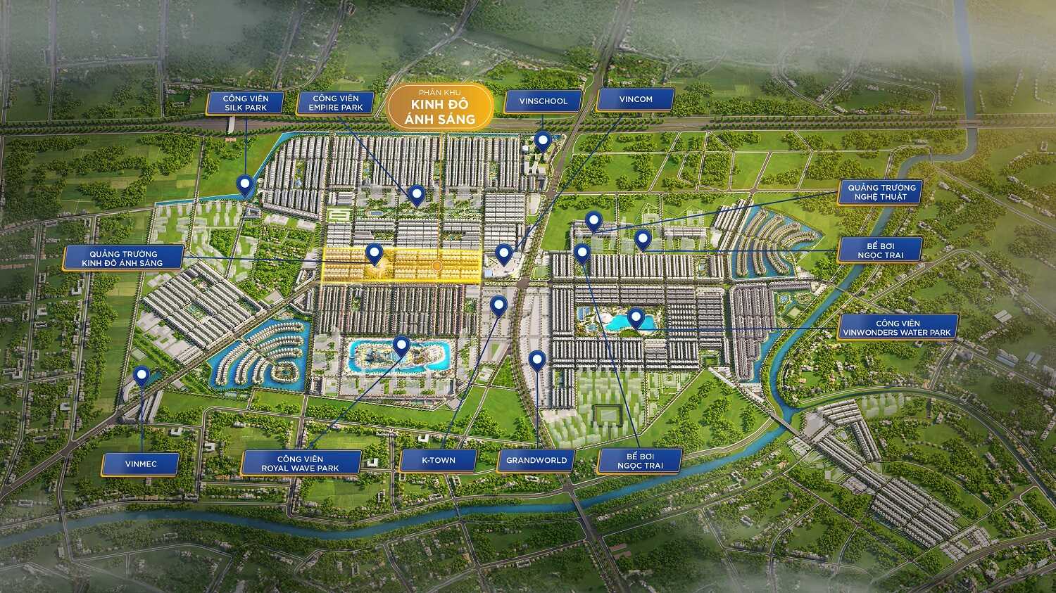 Vinhomes Ocean Park - Vị trí phân khu Kinh Đô Ánh Sáng
